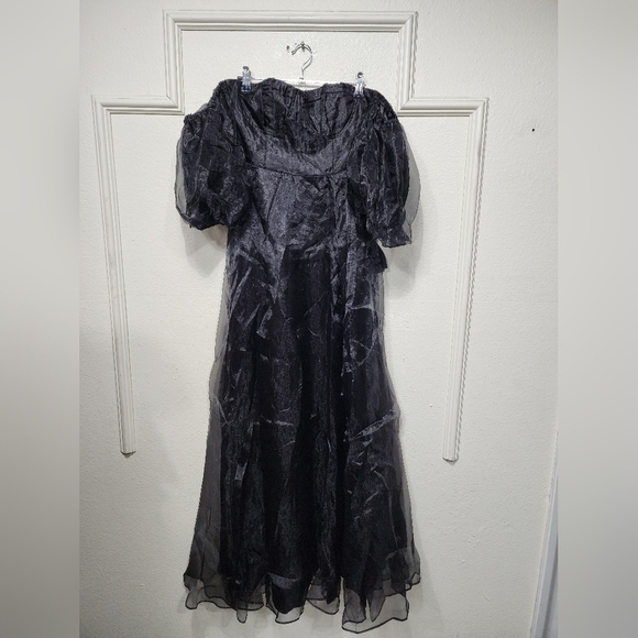 Lulus True Excellence Black Bustier Off-the-Shoulder Gown S Wedding Partt Formal - Picture 6 of 10